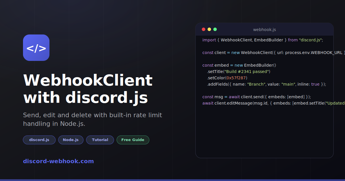 Discord Webhooks with discord.js (WebhookClient Complete Guide)